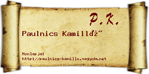 Paulnics Kamilló névjegykártya